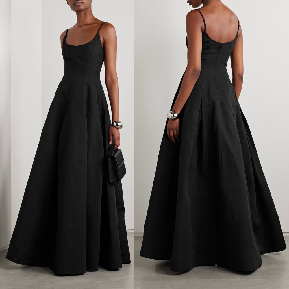 STAUD Joy Cotton Blend Gown Maxi Dress Black Side Pockets NEW with tag - Picture 8 of 8